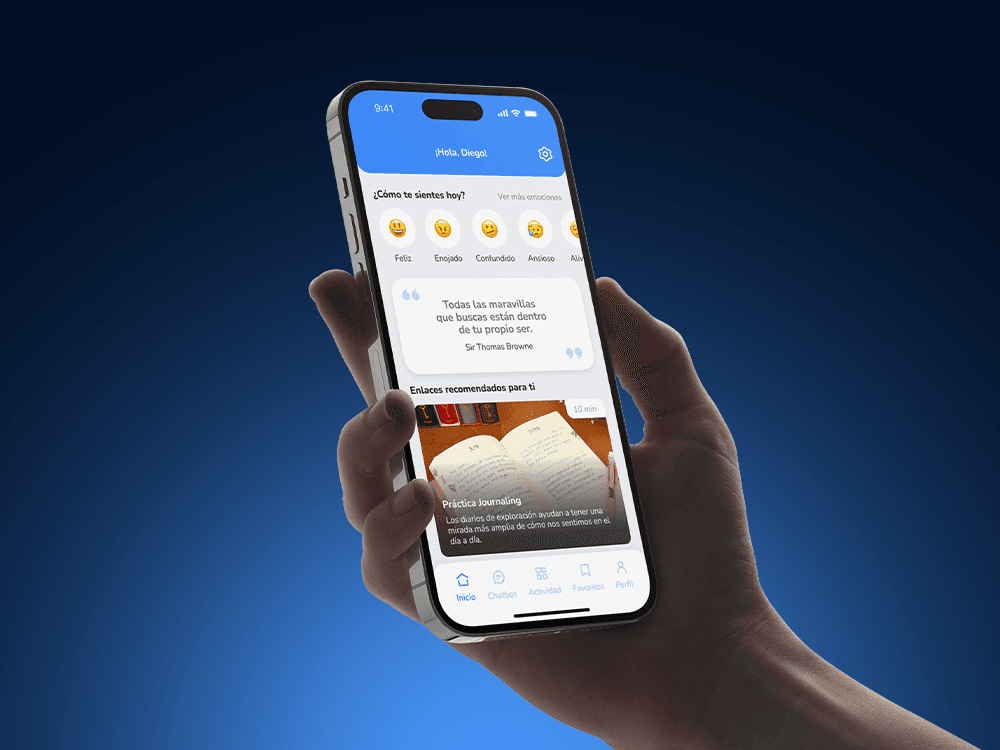 MindWise app interface showing the AI wellbeing chatbot